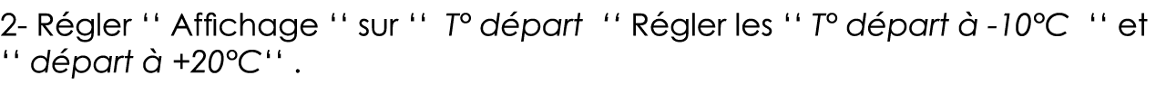 2- Régler    Affichage    sur    T  départ    Régler les    T  départ à -10 C    et    départ à +20 C    