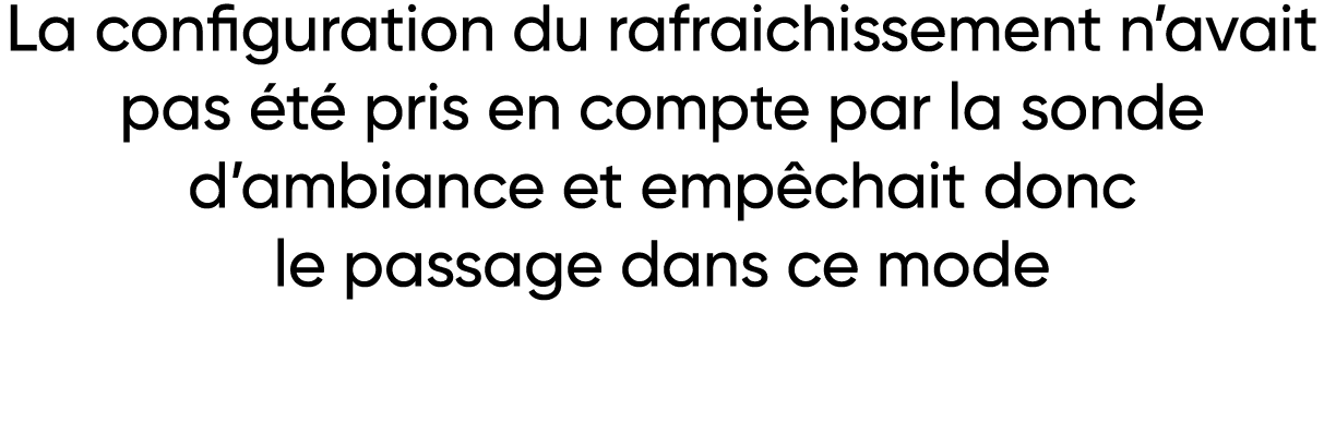 La configuration du rafraichissement n avait pas été pris en compte par la sonde d ambiance et empêchait donc le pass   